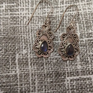 Indian Silver teardrop stone earrings