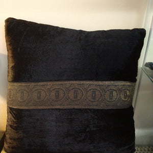 Black velvet cushion cover