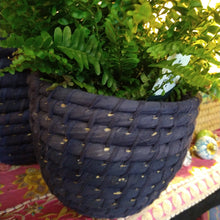 Recycled sari fabric and grass baskets set of 2