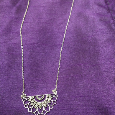 Half mandala Indian silver necklace