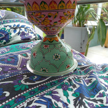 Hand-painted steel cake stand and dome covering
