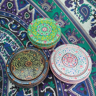 Hand painted steel spice tins