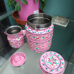 Hand-painted steel canister and mini milk churn