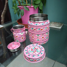 Hand-painted steel canister and mini milk churn