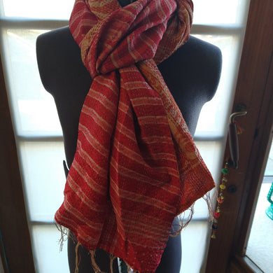 Recycled silk kantha scarf ( small )