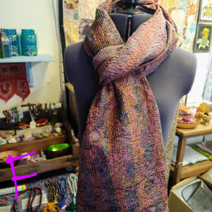 Recycled silk Indian stitch scarf