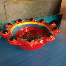 Red handmade papier mache pot