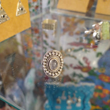 Small Indian Silver shield moonstone ring