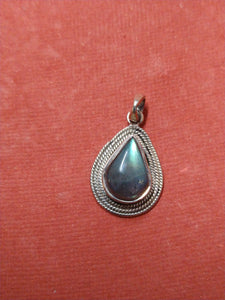 Labradorite and Indian silver teardrop pendant