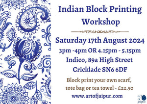 Block printing taster session 17th  August 2024