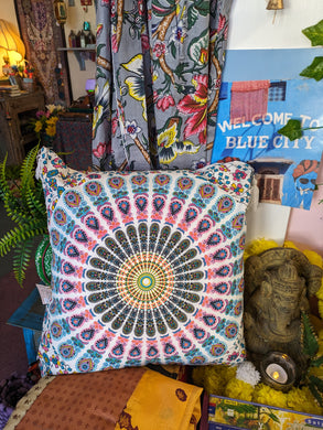 Hippy colourful cushion with tassels