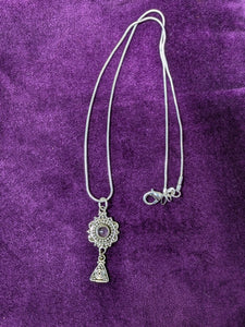 Pretty pure Indian silver  pendant with Amethyst and drop charm