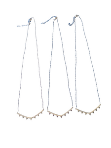 Indian silver curve and stone necklace