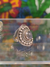 Small Indian Silver shield moonstone ring