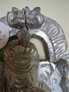 Hand-carved wooden Ganesh in silver