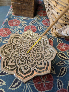 Silver lotus incense holder
