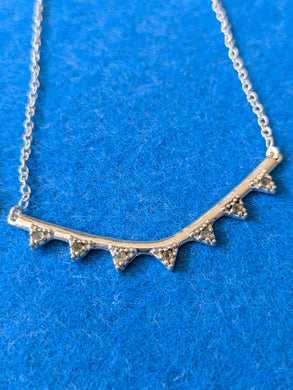 Indian silver curve and stone necklace