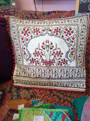 Embroidered floral Indian cushion cover