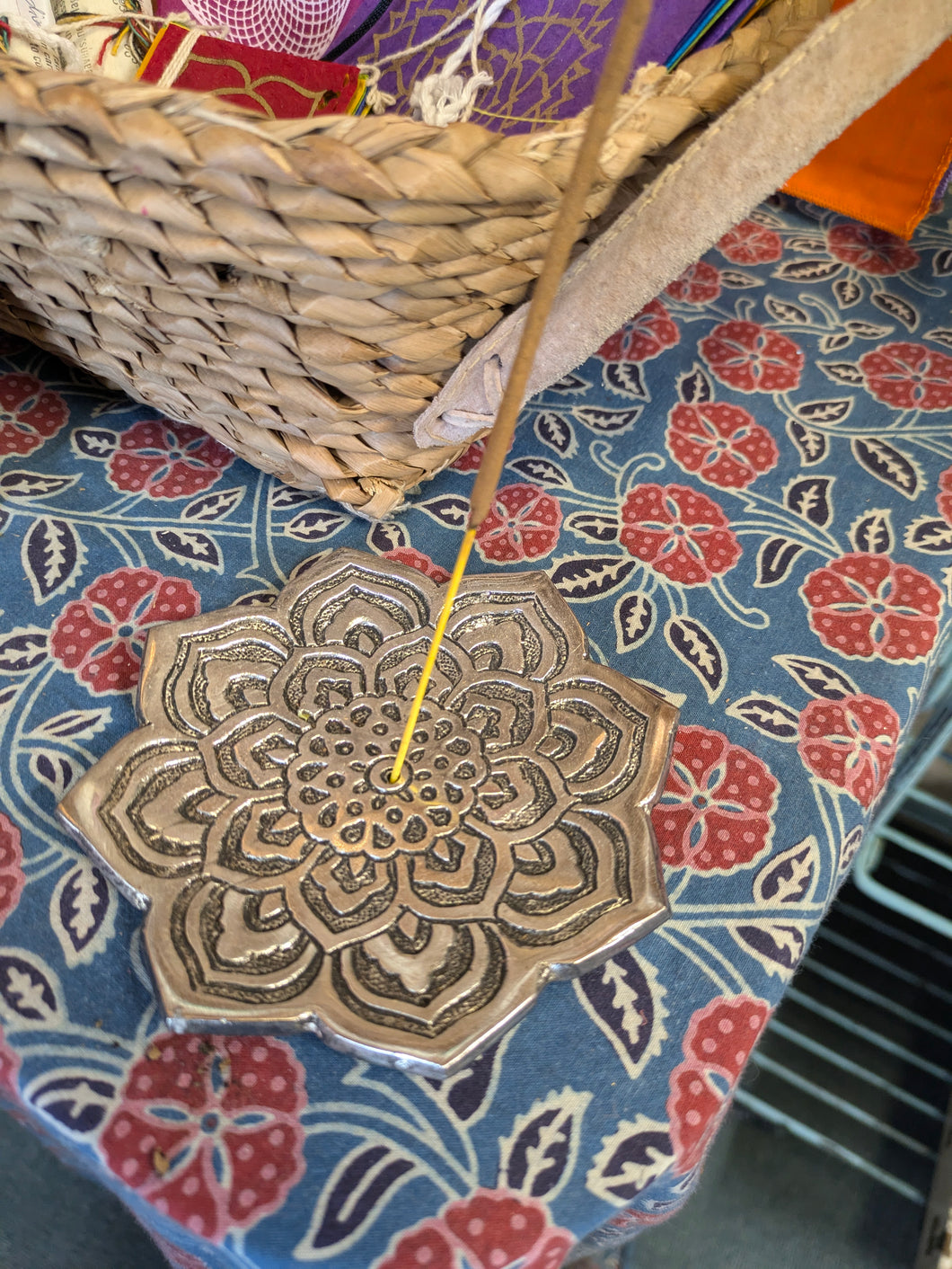 Silver lotus incense holder