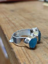 Chunky Indian silver Blue Apatite ring