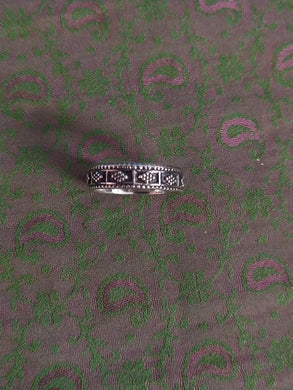 Solid Indian silver diamond design ring