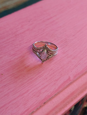 Rose turquoise or clear quartz double point ring