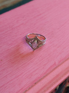 Rose turquoise or clear quartz double point ring