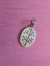 Sterling silver etched tree pendant