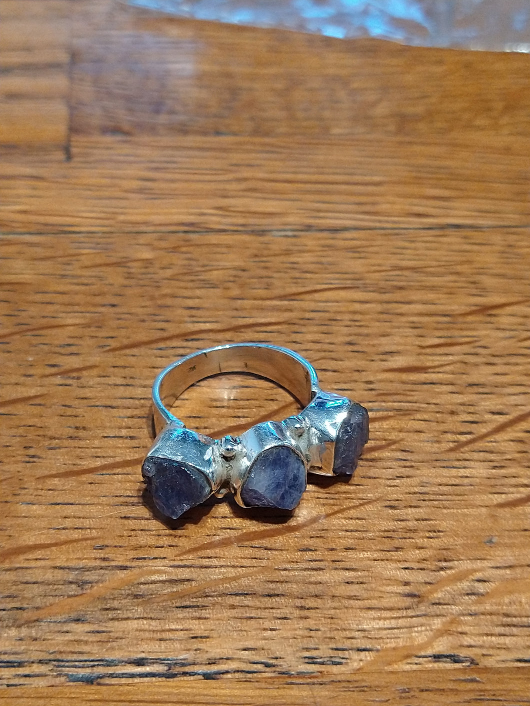 Triple Sodalite crystal ring with thick band