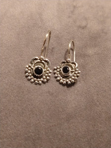Garnet stone Indian silver earrings