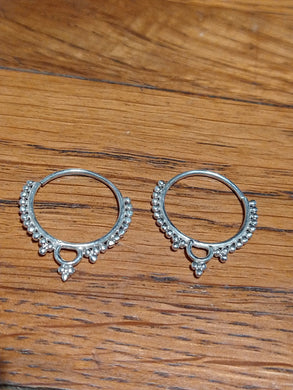 Indian silver hoops with dots and point embellishment