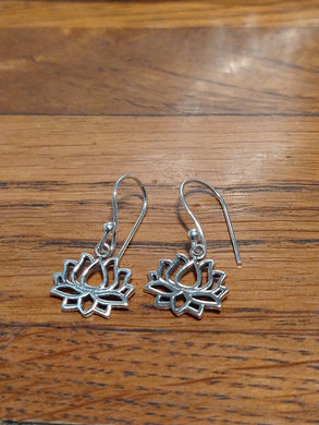 Medium Indian silver lotus flower earrings