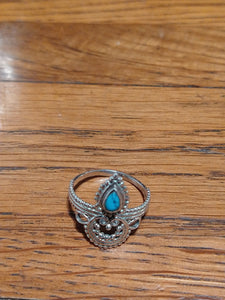 Silver stone point ring