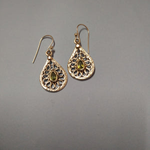 Dainty peridot Indian silver earrings