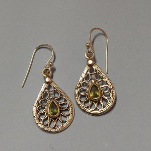 Dainty peridot Indian silver earrings