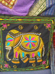 Cotton Embroidered Elephant Cushion Cover