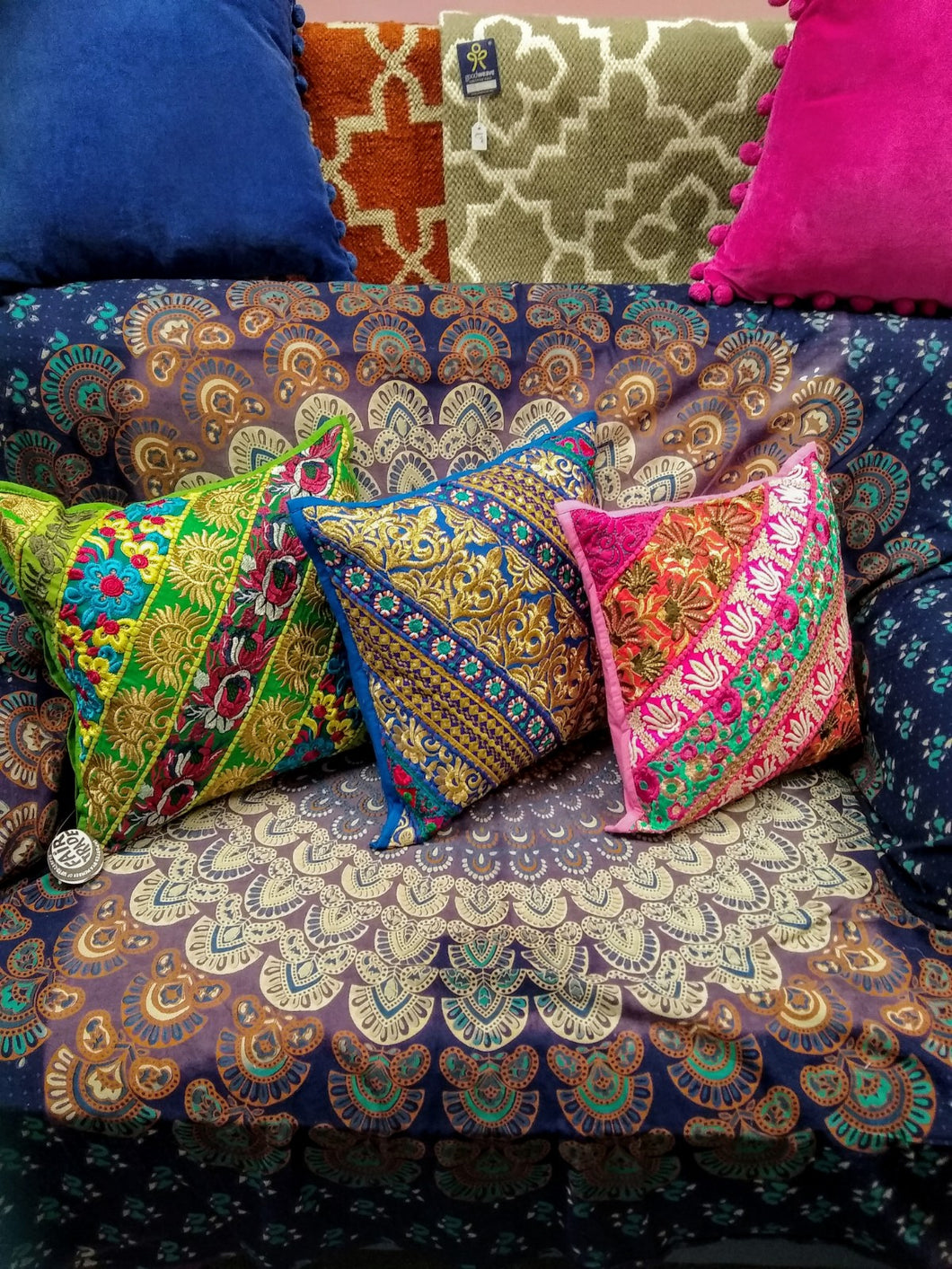 Bright Embroidery Patchwork Cushion covers