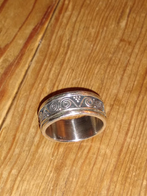 Meditation spinner ring swirl and point design mr3