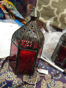 Medium moroccan glass lantern one colour, no feet