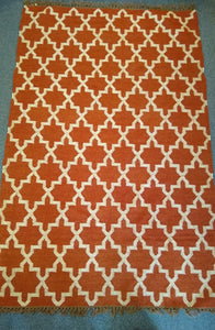 SALE Pure wool burnt orange handloom rug  WAS £135 now £95