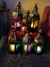 Coloured glass and metal Indian lantern lt14