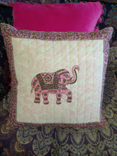 Quilted cotton elephant block print cushion