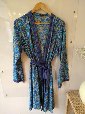 Pure Indian cotton print dressing gown