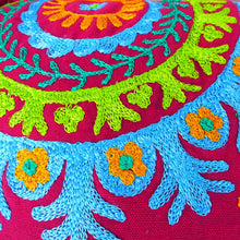 Vibrant pink embroidered cushion cover