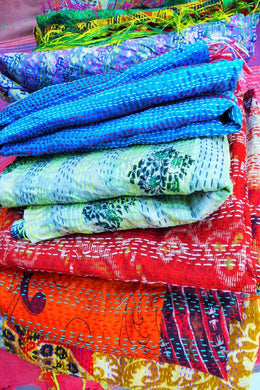 Recycled silk Indian stitch scarf