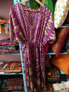Recycled fabric kaftan dress