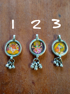 Mini Hindu God & Goddess Indian silver painted pendant