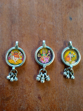 Mini Hindu God & Goddess Indian silver painted pendant